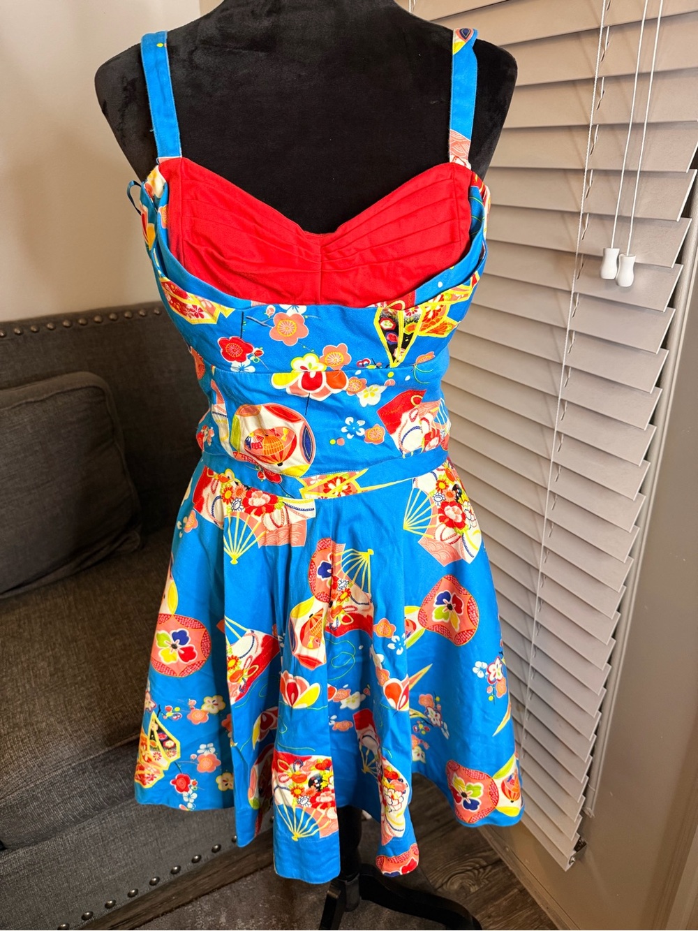 Trashy Diva Blue Floral A-Line skirt set with Red Bodice